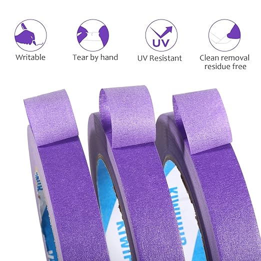 KIWIHUB Purple Painters Tape,1 inch x 60 Yards - Medium Adhesive Masking Tape for Painting,Labeling,DIY Crafting,Decoration and School Projects
