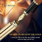 BEILUNER 316 Fountain Pen,Stunning Luxury Rosewood,24K Gilded Nib(Fine),Gorgeous 24K Gold Finish, Ink Converter,Nice Gift for Men&Women-Elegant,Executive,Christmas Pens for Writing