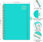 RETTACY 2026-2027 Monthly Planner, Jan 2026 - Dec 2027, Large Size (8.5" x 11"), Agenda, Calendar, 24 Month Tabs, Flexible Plastic Cover, 100 GSM Thick Paper, Spiral-bound (Tiffani Blue)