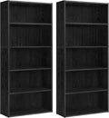 VASAGLE Set of 2 Bookshelves, 23.6 Inches Wide, 5-Tier Open Bookcases with Adjustable Storage Shelves, Floor Standing Units, Ebony Black ULBC165T56-2