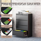 mysteeldepot 4 Drawer Lateral File Cabinet with Lock, Metal File Cabinet, Lateral File Cabinets for Home Office, Heavy Duty File Storage Cabinet for Legal/Letter/A4 Document, Assembly Required, Black