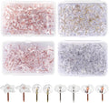 400Pcs Clear Push Pins 4 Types Thumb Tacks for Wall - Decorative Push Pins for Bulletin Board and Cork Board