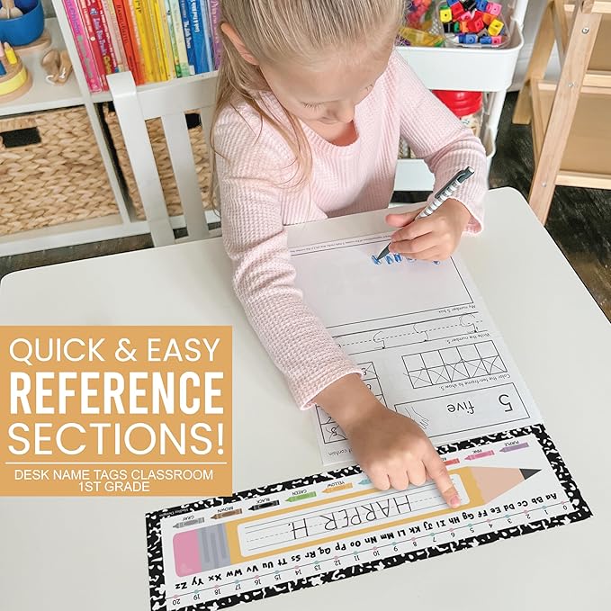 Desk Name Tags for Classroom – 36 Student Name Plates for Classroom Kindergarten, Preschool, 1st, 2nd & 3rd Grade, 14.5 x 4in Teacher Nameplates for Student Desks, Colorful Nametags