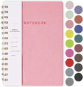Oneirom Spiral Notebook, Pink Notebook-6.1x8.2 Inch College Ruled Journal with Inner Pockets and 160 Pages, PU Leather Cover Business Journal, Twin-Wire Binding Notebook Perfect for Office & Home