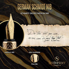 Scriveiner Gold Luxury Fountain Pen (Medium) - Award Winning - Heavy Pocket Stunning Luxury Pen, Real Gold Plating, German Nib & Converter, Nice Gift Pens for Men & Women