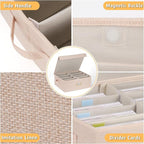 Erogeen Decorative Photo Storage Box with lid 4x6, 8 Inner Photo Organizer with Dividers, Memory Storage Box for Pictures, Stamps, Keepsakes (Beige)