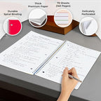 Rosmonde 1 Subject Graph Paper Spiral Notebook, 24 Pack, 70 Sheets (140 Pages), 8 x 10-1/2" Bulk 4x4 Spiral Bound Grid Notebooks, 3 Hole Punched Single Subject Quad Ruled Spiral Notebooks for School
