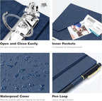 Ospelelf Vintage Hardcover 3 Ring 1 inch Leather Binder, Professional Binders Organizer Suitable for Letter Size Documents, Binder Dividers with Tabs, Faux Dark Blue Leather