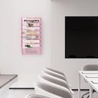 EasyPAG 8 Pocket Mesh Wall File Organizer, Hanging Paper Folder Holder with Classify Label, Vertical Wall Mount Mail Organizer for Office Home Classroom, Pink