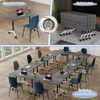 Conference Table Flip Top Mobile Conference Room Tables,Folding Conference Table with Wheels,Large Meeting Training Seminar Table Saving Space for Office Classroom(6C,61'')