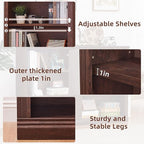 RWYHG 43" Walnut Tall Bookshelf,3-Tier Thick Wooden Book Shelf with Adjustable Shelves,Free Standing Farmhouse Bookcase with Open Display Storage,Floor Vintage Bookshelves for Living Room,Office