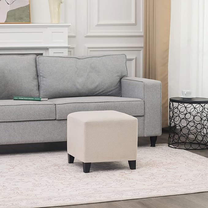Edeco Ottoman with Square Cube Design, 16 Inch Footstools and Ottomans Small, Large Load Capacity, Square Foot Rest Ottoman for Living Room
