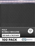 Black Large Poly Bubble Mailers 9.5x14.5 inch #4 | Self Seal Padded Envelopes Cushioned Bubble Mailer | Usable Size 9.5x13.5 | WaterProof | Lightweight mailing Shipping Bags | 100 Pack Bulk