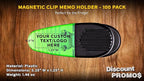 100 Magnetic Memo Holders Set - Customizable Text, Logo - Large Clip, Plastic - TGreen