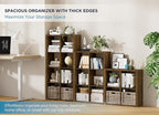 Jpiziso 9-Cube Storage Organizer, Wooden Cube Shelf Bookcase with Reinforced Thick Shelves, Heavy-Duty 36.93" L x 9.37" W x 36.93" H, for Living Room Bedroom Home Office, Brown