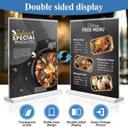 Eocnrhe Acrylic Sign Holder 8.5 x 11 10 Pack, Double-Sided Clear Sign Holder Plastic Stands for Display, Table Sign Stands, T Shape Flyer Holder