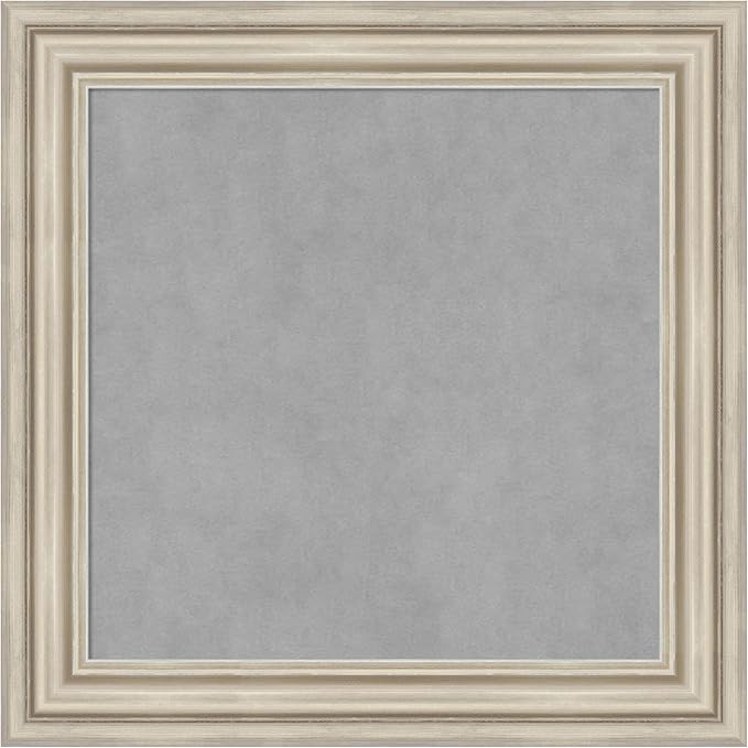 Amanti Art Silver Framed Magnetic Board 26x26 Medium Vision Board for use with Magnets, 100% Metal Sheet to Display Items as Office Decor or for Home Organization in mudroom, Kitchen or Kids Room
