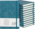 OnMove Notebooks Journal for Women Men 12 Pack Bulk Leather Hardcover with Pen Holder A5 160 Pages 100 GSM Thick Paper for Work School Lined Sky Blue