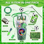 LiYiQ 247 Pcs Soccer Party Supplies Return Gifts for Party, Student Stationery Gifts from Teacher Rewards Prizes, Pencil Erasers Notebooks Stickers for Soccer Classroom Birthday