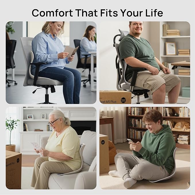 CabSupport Lumbar Support for Office Chair M5 Plus – Ergonomic Support Seat for Posture Correction and Lower Back Pain Relief – Extra Wide & Sturdy, Washable Pads for Office, Home, Car & Floor Sitting