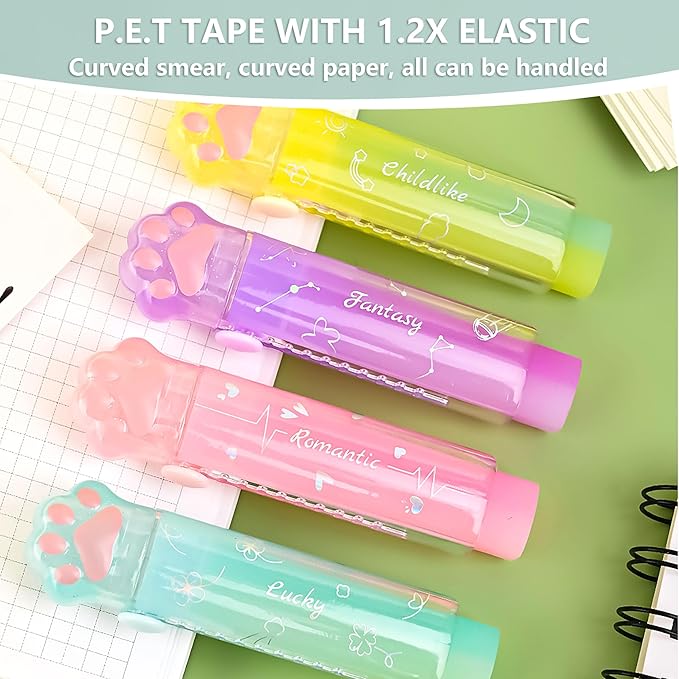 Daphilly Retractable Pencil Eraser, Cute Erasers,Gradient Jelly Eraser,Suitable for School Home Office Supplies (Gradient Jelly)