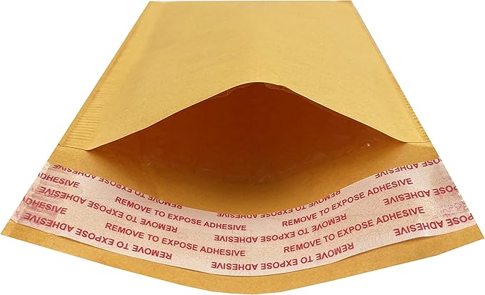 Amazon Basics Kraft Bubble Self-Seal Mailer, 4" x 8" (Internal Size - 3.75" x 7"), 50-Pack, Brown