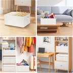 Large 17''x12'' Quart Collapsible Stackable Storage Bins with Lids, 2 Packs Off White Fabric Closet Boxes with Lids, Storage Cube Baskets Container Organizers for Bedroom Office(17''x12.2x''8'')