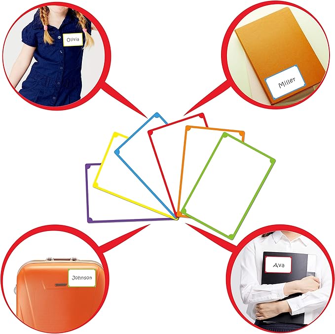300pcs 6 Colors Plain Name tag Labels with Perforated Line for School Office Home (3.5"x2.2" Each) …
