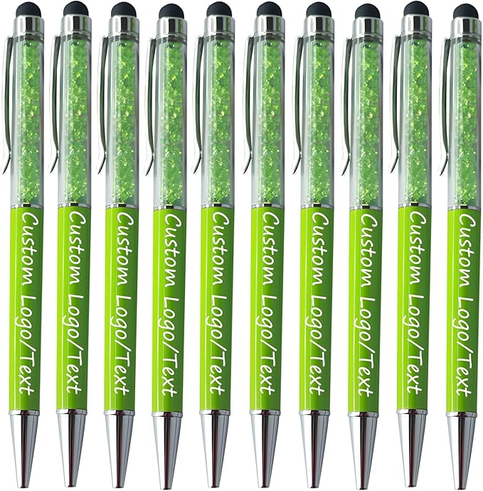 Yucold Customized Pens with Name/Logo - Touch Screen Stylus Ballpoint Pen, Perfect for Weddings, Business & Personalized Gifts (Grass green,30)