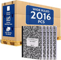 EPI 2016 Pack (Pallet) Wide Ruled Composition Notebook Bulk, 200 pages (100 Sheets), 9-3/4 x 7-1/2, Black Marble, Bulk School Supplies, Heavy Duty, Durable Office Notebooks, Sturdy Sewn Binding