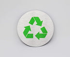 Metal Recycle Signs | Recycle Bin Marker | Metal Sign for Recycling Basket | 3" Round, Brushed Silver Aluminum with Green Recycle Symbol | Made in the USA