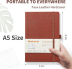 Heture Hardcover Notebooks, A5 Lined Journals Notebook for Writing 160 Pages, 8.2 x 5.5 inch, Classic Ruled Notebooks for College/Work/Travel(Brown 1 Pack)
