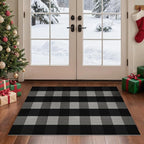 GENIMO Checkered Rug 3x5 Ft Black and White Outdoor Rug Buffalo Plaid Rugs Mat Fall Doormats Washable Rug for Front Porch Decor Indoor Entrance Patio Balcony Entryway