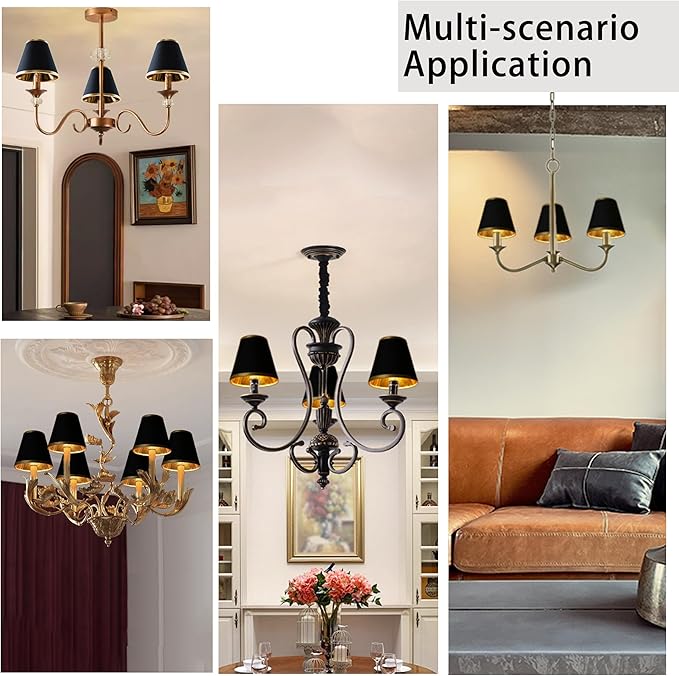 TAaMTYH small lamp shade chandelier shades set of 3，Fabric Lampshade for Wall Lamp，chandelier shades，small table lamps，For Cutting Edge bulbs, Clip-on Fitter Lampshade，3" X 6" X 5"