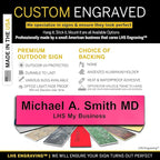 Custom Name Plate with Choice of Mounting for Walls, Doors, Cubicles, Hanging and More - Personalized Ribbon Pink Plastic Black Letters - USA Made 2x10 - B12