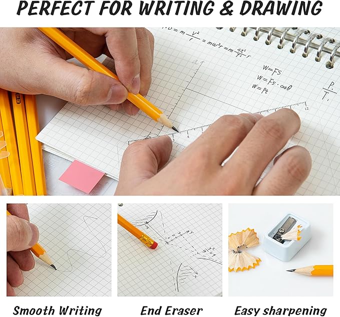 IKAYAS 200 Pack Yellow Sharpened Pencils with Erasers for Kids, 2 Pre-sharpened Number 2 Pencils for Classroom and Office, Writing, Drawing and Sketching (Wood-Cased)