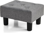 BRIAN & DANY Small Foot Stool, Linen Foot Stools with Legs, Stable Small Footstool for Living Room, Grey