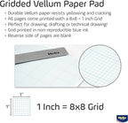 Helix - 100% Rag Vellum Paper Pad - 1 Inch Equals 8x8 Grid - 11 Inch x 17 Inch - 50 Sheet Pad - Acid-Free - Drafting, Art, Sketching and Tracing