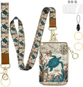 bolimoss Turtle Lanyard Wallet with Id Badge Holder, Cute RFID Small Wristlet Keychain Wallet, Zipper Credit Card Holder Phone Wrist Neck Strap for Key Name Tag, Teacher Student Office Women
