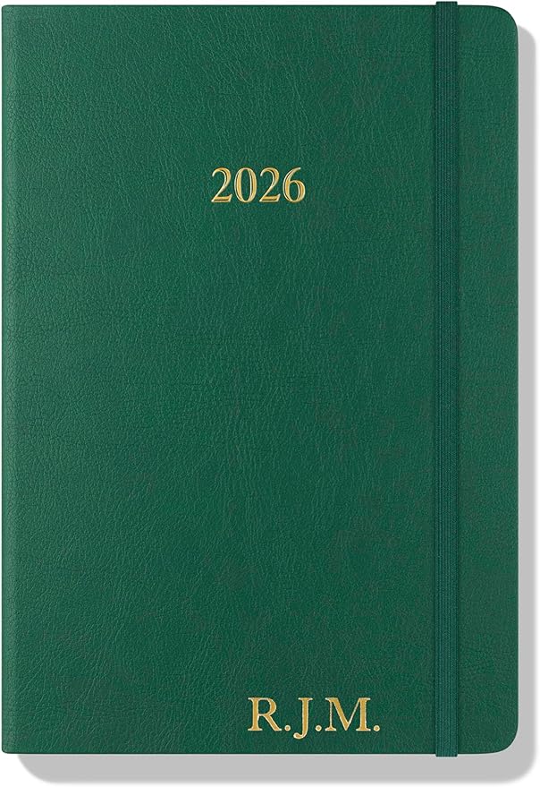 Wykeham's Executive 2026 Daily Journal Planner – US Public Holidays & Format – Customization Available (Personalized Racing Green, 8.5"×5.5")
