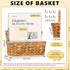 2 Pcs Woven Mail Holder Wall Mount Basket Rattan Wall Letter Holder Wicker Hanging Magazine Rack Water Hyacinth Magazine Basket Wall File Folder Hanging Storage Basket with Hooks for Envelope Office