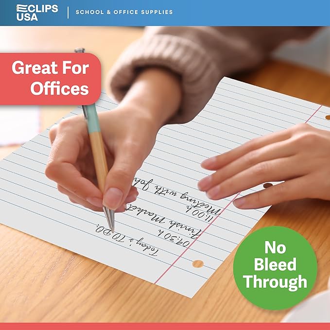Loose Leaf Paper College Ruled Notebook Paper College Ruled Lined Writing Filler Paper 10.5” x 8” 3600 Sheets 150 Sheets Per Pack 60 gsm (24 Pack)
