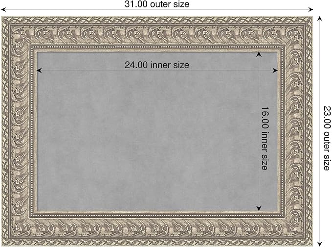 Amanti Art Silver Framed Magnetic Board 23x31 Medium Vision Board for use with Magnets, 100% Metal Sheet to Display Items as Office Decor or for Home Organization in mudroom, Kitchen or Kids Room
