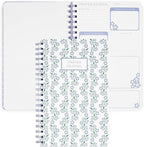 Steel Mill & Co Cute Floral Spiral Notebook Journal for Notes, 10.5" x 7.5" Prayer Journal and Church Notes Journal for Women with Durable Hardcover and 60 Lined Pages with Prompts (Blue Floral)