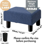 BRIAN & DANY Small Foot Stool Ottoman, Footstool with Legs, Teddy Velvet Foot Rest for Living Room, Bedroom and Office, Blue