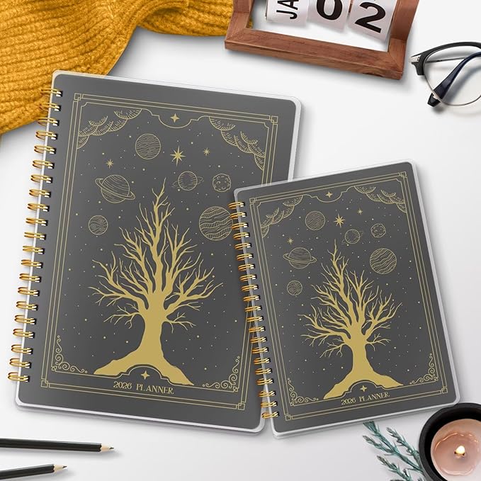 2026 Planner 8.5 x 11, Large Weekly Monthly Planners with Tabs, A4 Spiral Bound Daily Calendar 2026 Planner, 12 Month Agenda from Jan. to Dec., Flexible Cover Appointment Book(Tarrow Tree)