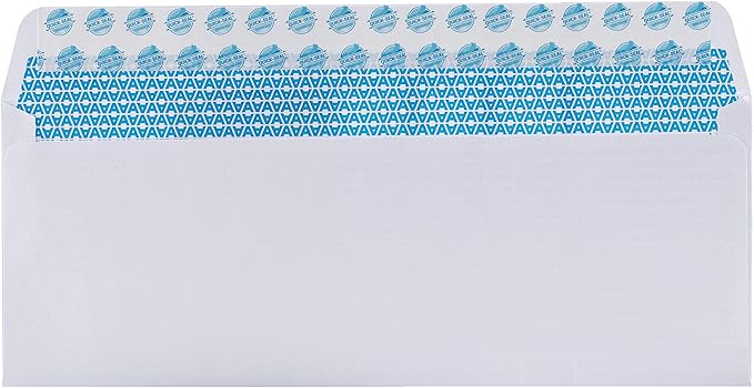 Aimoh 500#10 Custom Printed Security Tinted Self-Seal Envelopes - Personalized with Logo and Address/Return Address Imprinted -Size 4-1/8 X 9-1/2" -White -24 LB -Box of 500 Count (7-34010-500)