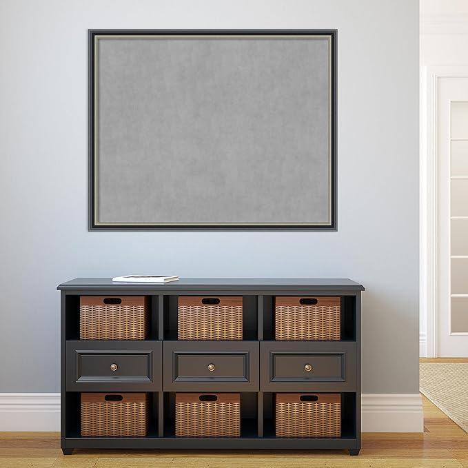 Amanti Art Black Framed Magnetic Board 35x43 X-Large Vision Board for use with Magnets, 100% Metal Sheet to Display Items as Office Decor or for Home Organization in mudroom, Kitchen or Kids Room