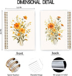 JWVK Rustic Orange Floral Spiral Notebook, Cottagecore Wild Flower Botanical Notebooks for Note Taking, Wildflowers Bouquet Journal for Women, 5.5x8.3 Inch