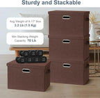 Graciadeco Large 17" 36 Quart Collapsible Stackable Storage Bins with Lids, 3 Packs Dark red Foldable Fabric Closet Storage Boxes with Lids, Heavy-duty Linen Cube Baskets(17x12x11)